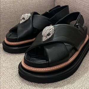 Kurt Geiger Black Sandals with Crystal Detail